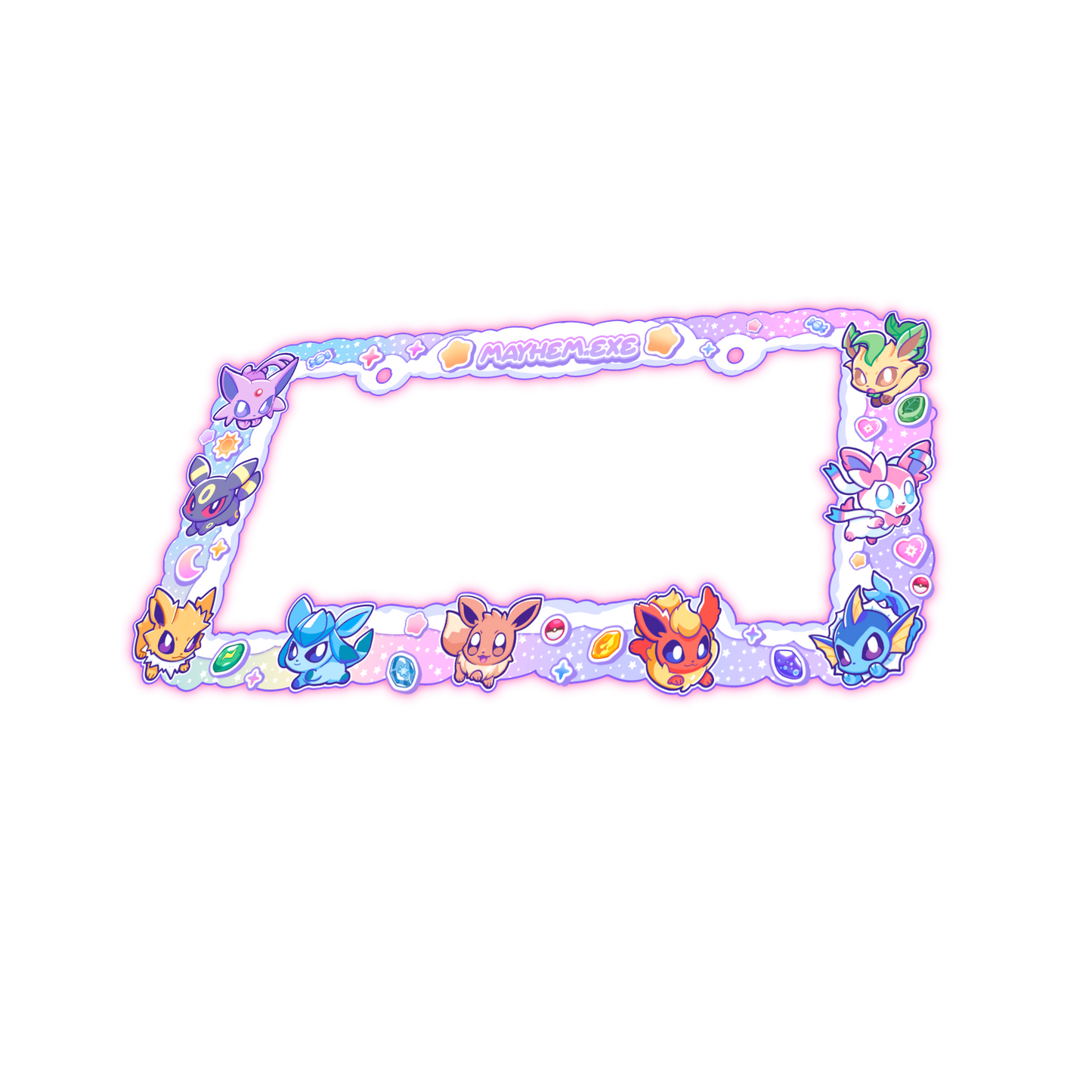 PREORDER- EVLUTION.exe RAINBOW PKMN ANIME CAR PLATE FRAMES