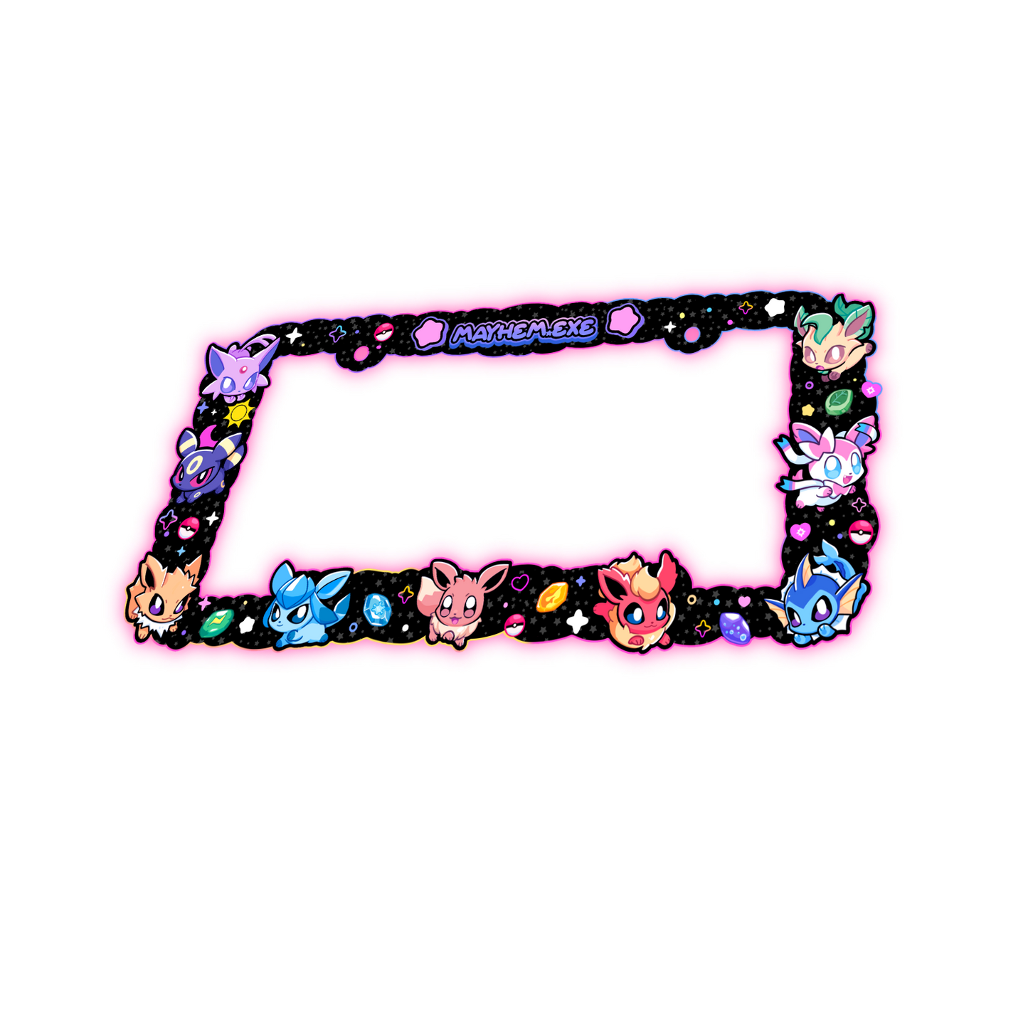 PREORDER- EVLUTION.exe BLACK PKMN ANIME CAR PLATE FRAMES