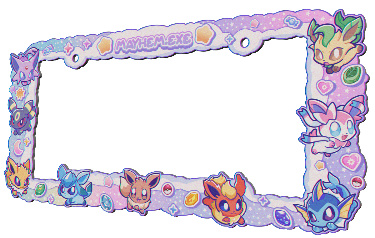 PREORDER- EVLUTION.exe RAINBOW PKMN ANIME CAR PLATE FRAMES