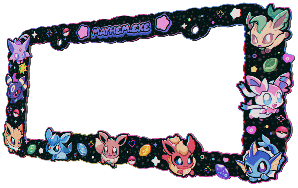 PREORDER- EVLUTION.exe BLACK PKMN ANIME CAR PLATE FRAMES